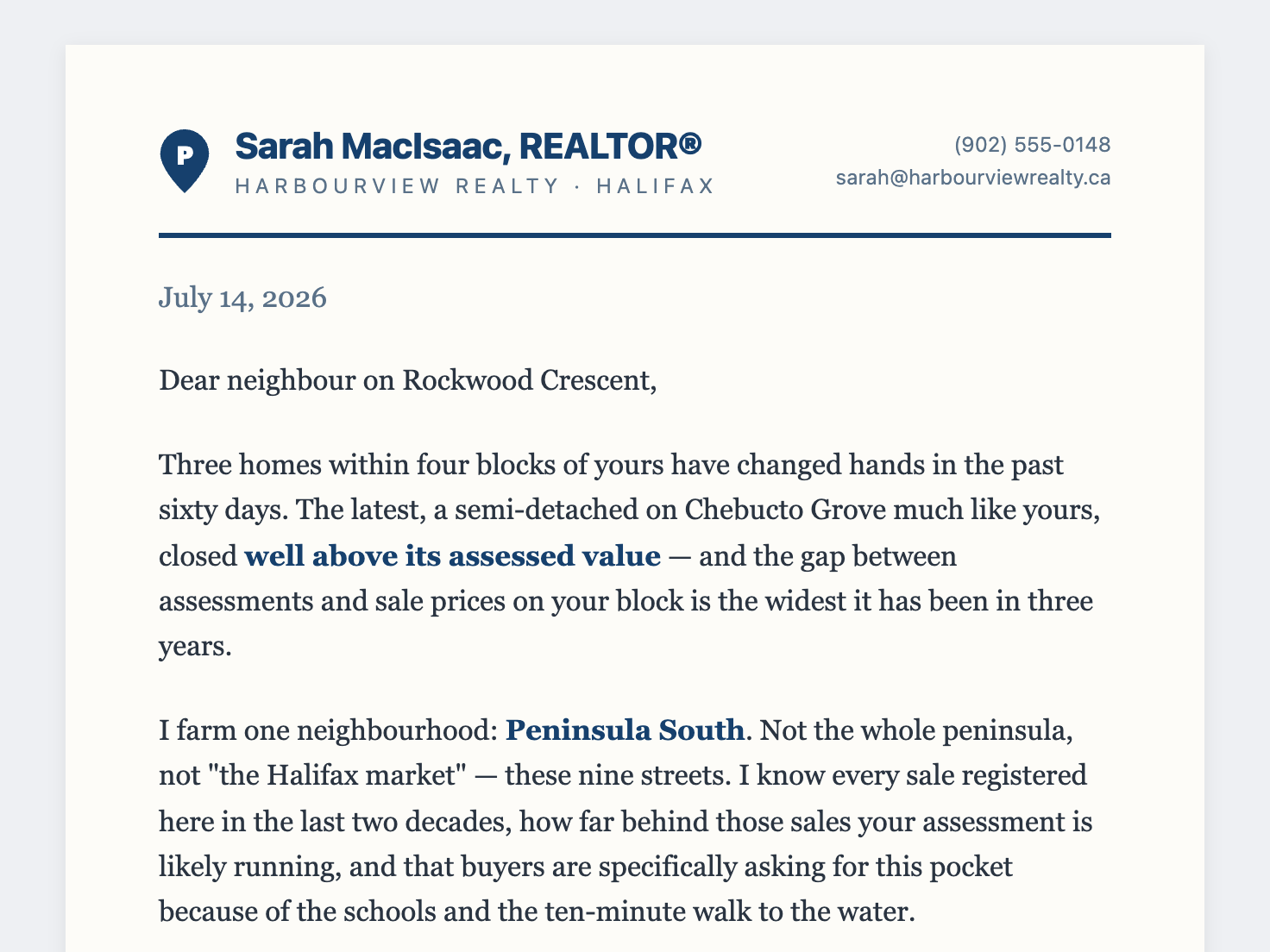 Agent-branded neighbourhood report